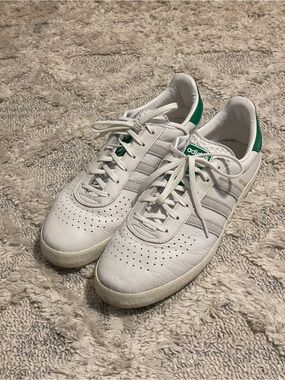 Kith x Adidas White & Green Classic Leather Sneakers